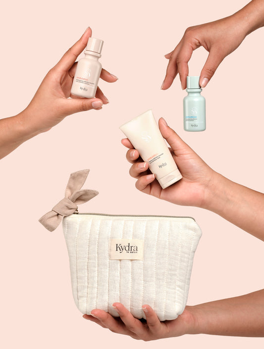 KYDRA kosmetyczka bawełniana z produktami travel size 3x50ml